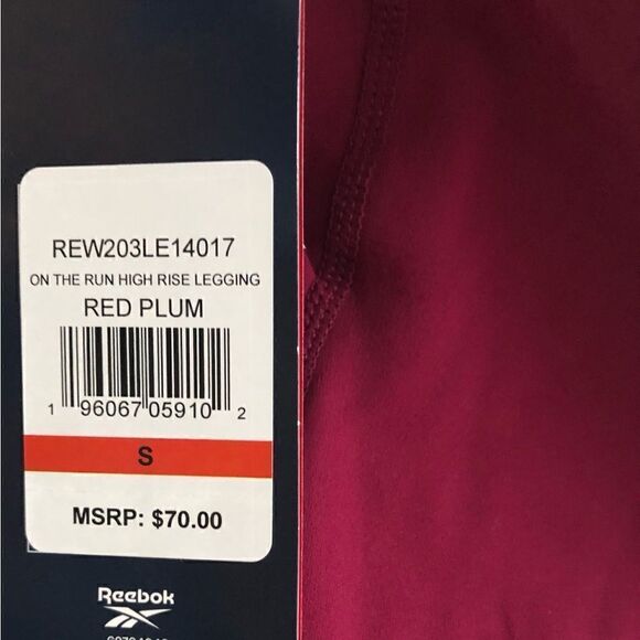 REEBOK Skinny High-rise  Workout Leggings Plum Burgundy Red Wine Size Size: S - Picture 5 of 5